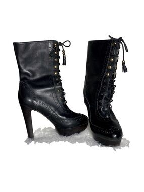 🌷 NYLA 🌷 Victorian Gothic Style High Heel Platform Lace Up Leather Boots Willast